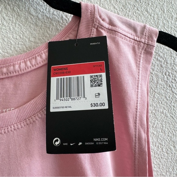 NWT Nike Sportswear Standard Fit Sleeveless Muscle Tank Top Pink Glaze Black - Picture 9 of 10